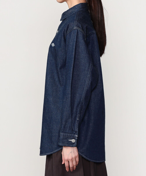 DANTON(ダントン)の「DANTON | 11ozデニム ロングシャツジャケット WOMEN(デニムジャケット・レディース・ダークインディゴブルー・36)」の4枚目の写真
