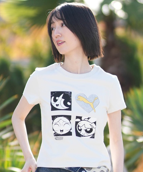 PUMA（プーマ）の「PUMA/プーマ  レディース パワーパフガールズ コラボ Tシャツ PPG SS TEE COMIC W 637468（Tシャツ/カットソー・レディース・ブラック/グレー・L/M）」の2枚目の写真