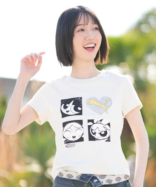 PUMA（プーマ）の「PUMA/プーマ  レディース パワーパフガールズ コラボ Tシャツ PPG SS TEE COMIC W 637468（Tシャツ/カットソー・レディース・ブラック/グレー・L/M）」の5枚目の写真