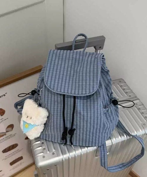 SHEPP(シープ)の「【A4サイズ対応】ドローストリング 巾着リュックサック / バックパック(バックパック/リュック・レディース・ブルー/ブラック/ホワイト・F)」の4枚目の写真
