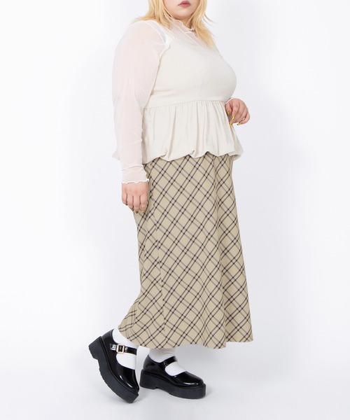 PUNYUS（プニュズ）の「チェック柄ロングスカート（スカート・レディース・グレー/ベージュ・1/2/3/4/5）」の16枚目の写真