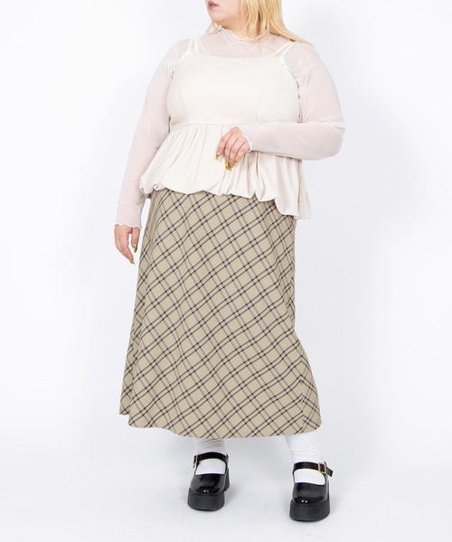 PUNYUS（プニュズ）の「チェック柄ロングスカート（スカート・レディース・グレー/ベージュ・1/2/3/4/5）」の19枚目の写真