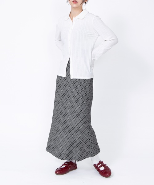 PUNYUS（プニュズ）の「チェック柄ロングスカート（スカート・レディース・グレー/ベージュ・1/2/3/4/5）」の8枚目の写真