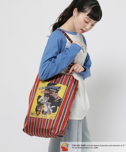 niko and...(ニコアンド)の「【トムとジェリー】コラボストライプトートバッグ(トートバッグ・レディース・ブルー/レッド/イエロー・0)」の9枚目の写真