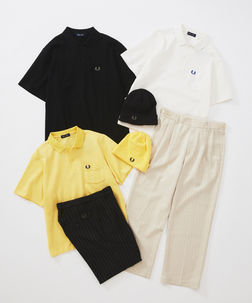 FRED PERRY（フレッドペリー）の「FRED PERRY / フレッドペリー 別注 ビーニー（ニットキャップ/ビーニー・メンズ・イエロー/ブラック・FREE）」の4枚目の写真