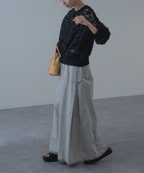 refinedworks（リファインドワークス）の「【refinedworks】冷房対策 / UV対策にも◎ 花柄  × レース 風の 上品 カーディガン（カーディガン/ボレロ・レディース・アイボリー/ブラック・FREE）」の16枚目の写真
