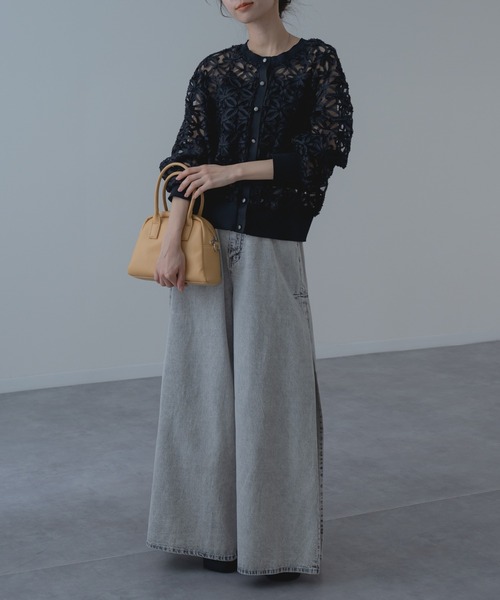 refinedworks（リファインドワークス）の「【refinedworks】冷房対策 / UV対策にも◎ 花柄  × レース 風の 上品 カーディガン（カーディガン/ボレロ・レディース・アイボリー/ブラック・FREE）」の21枚目の写真