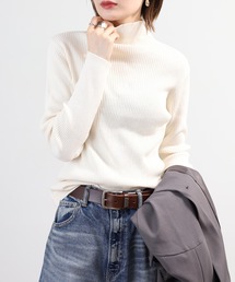ハイネックコットンリブニット 長袖