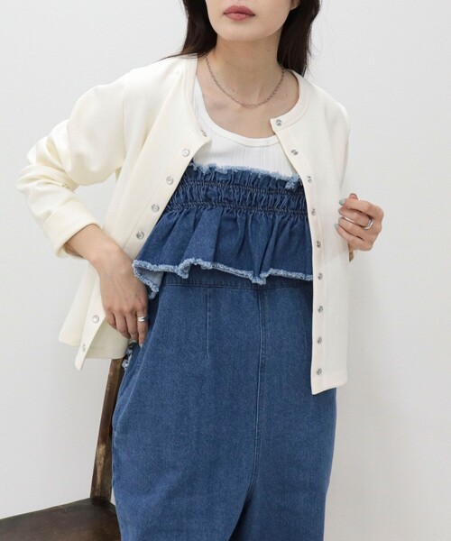 fredy emue（フレディエミュ）の「フリルデニムサロペット（サロペット/オーバーオール・レディース・ブルー/ブラック・38）」の11枚目の写真