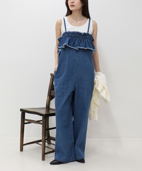 fredy emue（フレディエミュ）の「フリルデニムサロペット（サロペット/オーバーオール・レディース・ブルー/ブラック・38）」の21枚目の写真