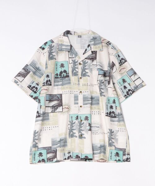 Kahiko(カヒコ)の「【Kahiko】SURF&Palms キプカイMEN'Sアロハシャツ(シャツ/ブラウス・メンズ・ブラック/ブルー/ベージュ/ホワイト・FREE)」の1枚目の写真