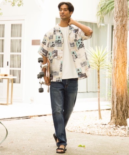 Kahiko(カヒコ)の「【Kahiko】SURF&Palms キプカイMEN'Sアロハシャツ(シャツ/ブラウス・メンズ・ブラック/ブルー/ベージュ/ホワイト・FREE)」の9枚目の写真