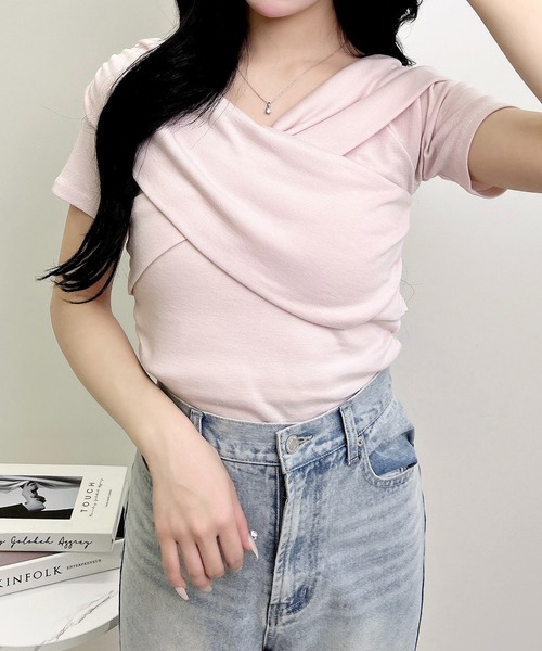 INGNI(イング)の「【WEB限定】クロスオフショルトップス(Tシャツ/カットソー・レディース・オフホワイト/ピンクベージュ/ブラック・M)」の14枚目の写真