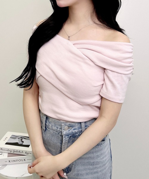 INGNI(イング)の「【WEB限定】クロスオフショルトップス(Tシャツ/カットソー・レディース・オフホワイト/ピンクベージュ/ブラック・M)」の16枚目の写真