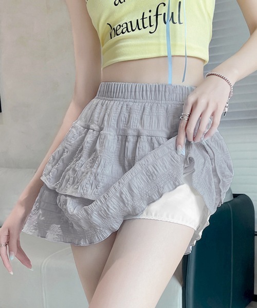 Miniministore(ミニミニストア)の「ミニスカート Aライン ボトムス 韓国風(スカート・レディース・ブラック/グレー/ホワイト・FREE)」の9枚目の写真