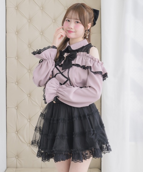 ROJITA（ロジータ）の「【SNSでも大反響】フロントレースアップ肩開きブラウス（シャツ/ブラウス・レディース・ピンク/ブラック/ホワイト・FREE）」の12枚目の写真