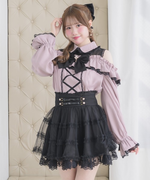 ROJITA（ロジータ）の「【SNSでも大反響】フロントレースアップ肩開きブラウス（シャツ/ブラウス・レディース・ピンク/ブラック/ホワイト・FREE）」の13枚目の写真