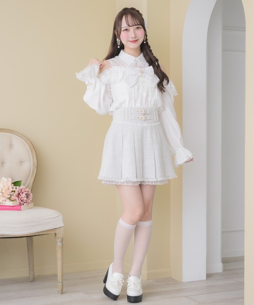 ROCHAS ロシャス  【美品】ROPX65123A コットン フリル 長袖ブラウス/ 40 ROJITA（ロジータ）の「ダブルブローチ袖フリルブラウス（シャツ