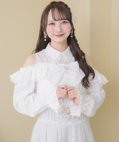 ROJITA（ロジータ）の「【SNSでも大反響】フロントレースアップ肩開きブラウス（シャツ/ブラウス・レディース・ピンク/ブラック/ホワイト・FREE）」の14枚目の写真