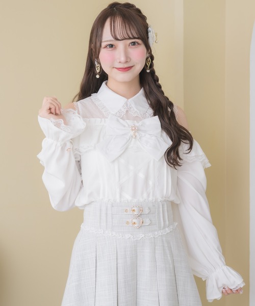 ROJITA（ロジータ）の「【SNSでも大反響】フロントレースアップ肩開きブラウス（シャツ/ブラウス・レディース・ピンク/ブラック/ホワイト・FREE）」の15枚目の写真