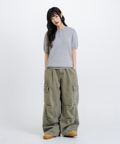 LEMAIN SECOND（リメインセカンド）の「クラシックヘンリーネックウォッシャブル半袖ニット[グレー]（Tシャツ/カットソー・レディース・その他・MEDIUM/LARGE/X-LARGE）」の14枚目の写真
