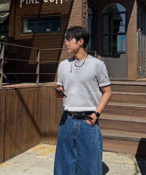 LEMAIN SECOND（リメインセカンド）の「クラシックヘンリーネックウォッシャブル半袖ニット[グレー]（Tシャツ/カットソー・レディース・その他・MEDIUM/LARGE/X-LARGE）」の5枚目の写真