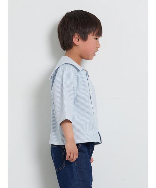 Samansa Mos2 Lagom（サマンサモスモスラーゴム）の「☆ストライプ柄セーラーカラーシャツ（シャツ/ブラウス・キッズ・レッド/ブルー・100/110/120/95/130）」の5枚目の写真