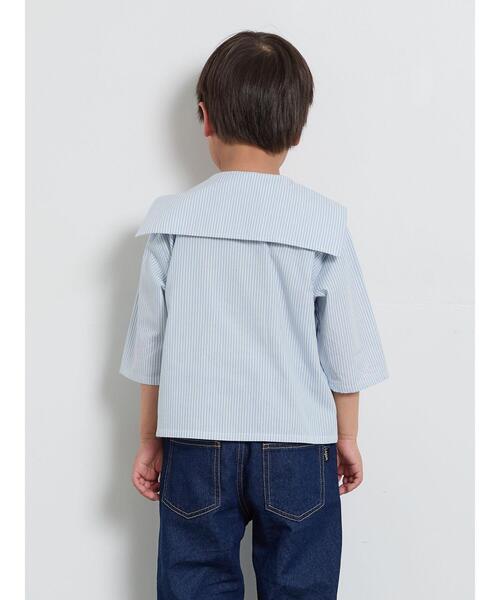 Samansa Mos2 Lagom（サマンサモスモスラーゴム）の「☆ストライプ柄セーラーカラーシャツ（シャツ/ブラウス・キッズ・レッド/ブルー・100/110/120/95/130）」の6枚目の写真