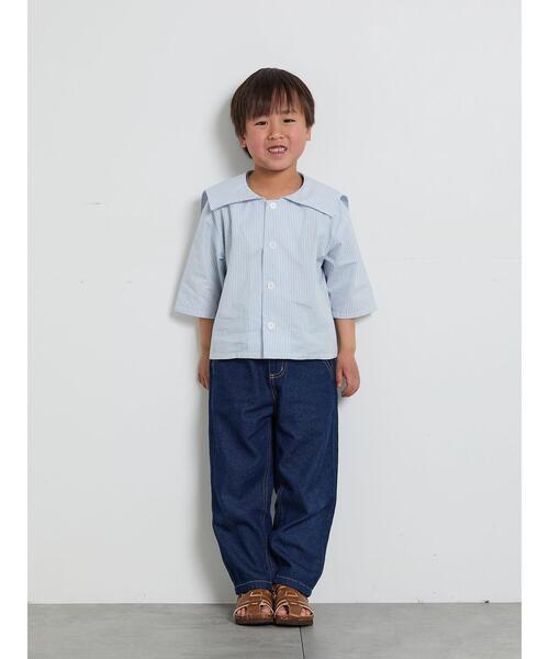Samansa Mos2 Lagom（サマンサモスモスラーゴム）の「☆ストライプ柄セーラーカラーシャツ（シャツ/ブラウス・キッズ・レッド/ブルー・100/110/120/95/130）」の7枚目の写真