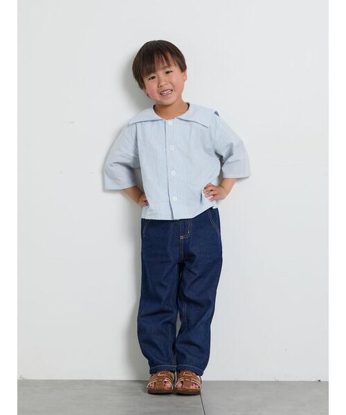 Samansa Mos2 Lagom（サマンサモスモスラーゴム）の「☆ストライプ柄セーラーカラーシャツ（シャツ/ブラウス・キッズ・レッド/ブルー・100/110/120/95/130）」の8枚目の写真