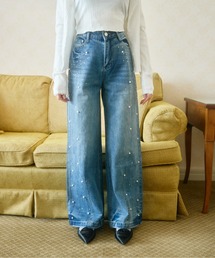 TITTY&CO. | パール付きワイドデニムパンツ(デニムパンツ)