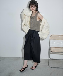 タックドレープデザインリブスカート