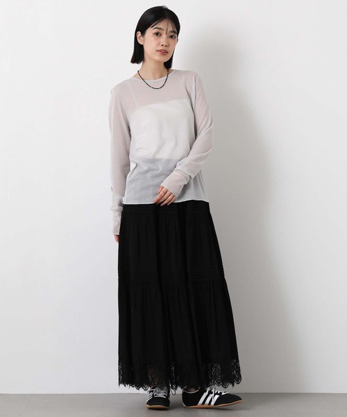 Gready Brilliant(グレディブリリアン)の「綿シアーボートネックカットソー(Tシャツ/カットソー・レディース・ピンク/ライトグレー/オフホワイト・38)」の17枚目の写真