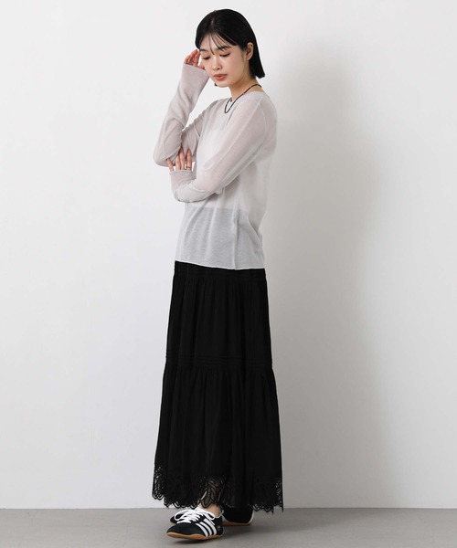 Gready Brilliant(グレディブリリアン)の「綿シアーボートネックカットソー(Tシャツ/カットソー・レディース・ピンク/ライトグレー/オフホワイト・38)」の18枚目の写真