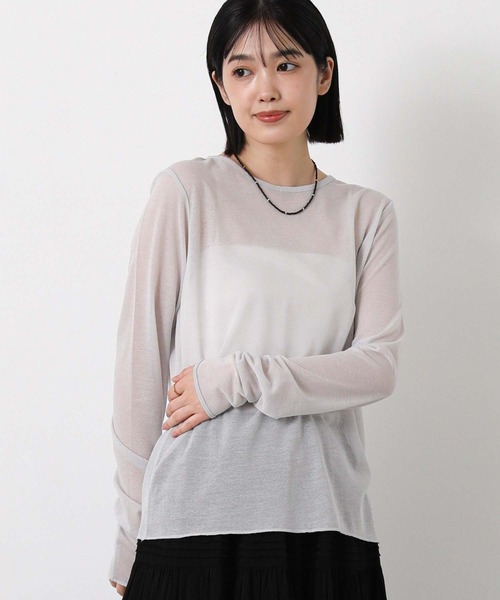 Gready Brilliant(グレディブリリアン)の「綿シアーボートネックカットソー(Tシャツ/カットソー・レディース・ピンク/ライトグレー/オフホワイト・38)」の21枚目の写真