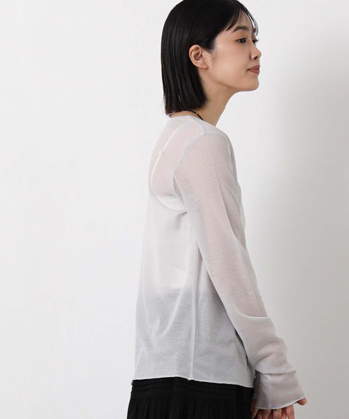 Gready Brilliant(グレディブリリアン)の「綿シアーボートネックカットソー(Tシャツ/カットソー・レディース・ピンク/ライトグレー/オフホワイト・38)」の22枚目の写真