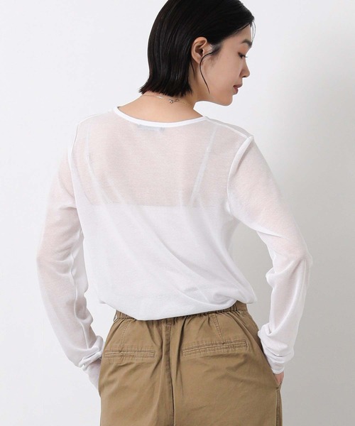 Gready Brilliant(グレディブリリアン)の「綿シアーボートネックカットソー(Tシャツ/カットソー・レディース・ピンク/ライトグレー/オフホワイト・38)」の10枚目の写真