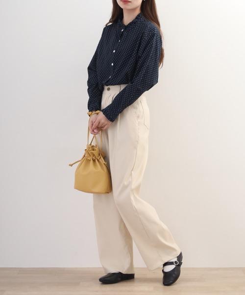 ubasoku(ウバソク)の「ubasoku リネンコットン衿カフスフリル本貝釦ブラウス 長袖(シャツ/ブラウス・レディース・ネイビー/ナチュラル・FREE)」の21枚目の写真