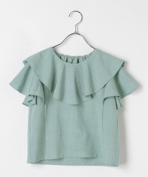 GLOBAL WORK（グローバルワーク）の「イージーケアリネンライクブラウス/643120（シャツ/ブラウス・キッズ・ブラック/イエロー/ミント・130cm/160cm/150cm/140cm）」の2枚目の写真