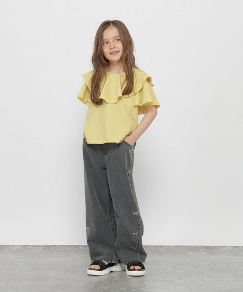 GLOBAL WORK（グローバルワーク）の「イージーケアリネンライクブラウス/643120（シャツ/ブラウス・キッズ・ブラック/イエロー/ミント・130cm/160cm/150cm/140cm）」の19枚目の写真