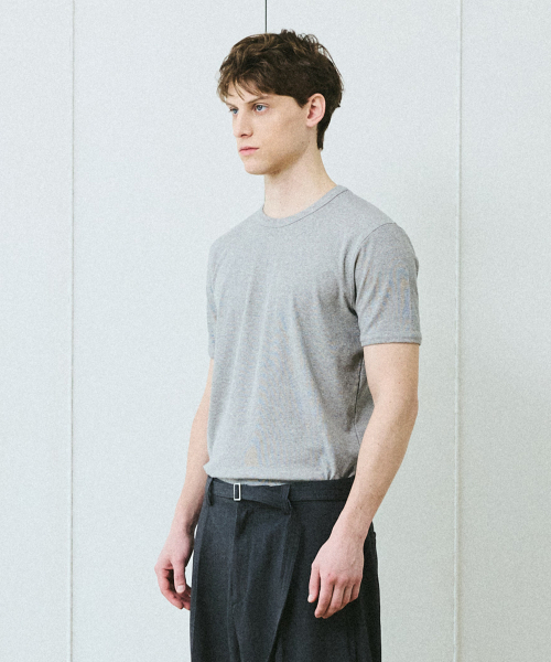 BER DE NOIR（ベールドノワール）の「リブスリムコットンTシャツ（グレー）（Tシャツ/カットソー・メンズ・ミックスグレー/その他・MEDIUM/LARGE）」の3枚目の写真