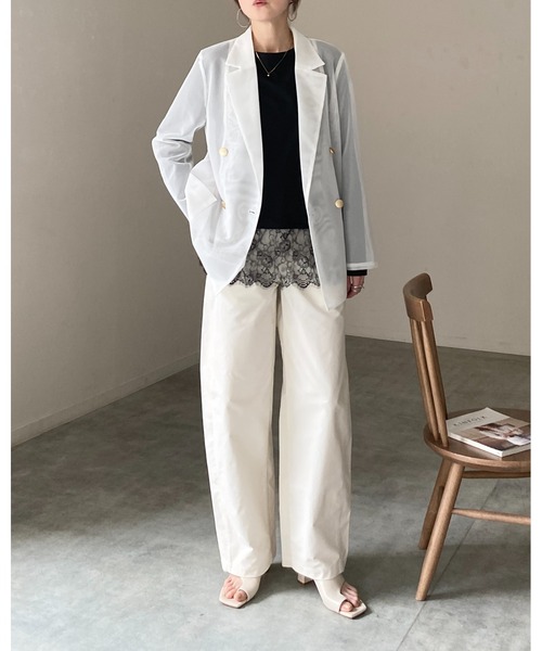 She's Closet(シーズクローゼット)の「長袖 裾レースドッキングロンT レイヤードインナー トップス(Tシャツ/カットソー・レディース・ホワイト/ブラック・FREE)」の3枚目の写真