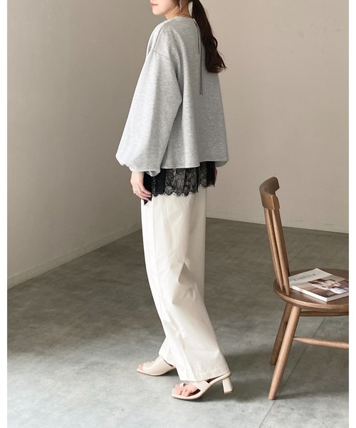 She's Closet(シーズクローゼット)の「長袖 裾レースドッキングロンT レイヤードインナー トップス(Tシャツ/カットソー・レディース・ホワイト/ブラック・FREE)」の5枚目の写真