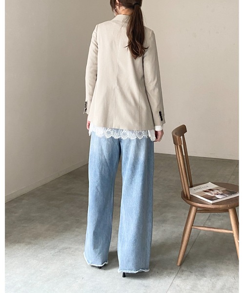 She's Closet(シーズクローゼット)の「長袖 裾レースドッキングロンT レイヤードインナー トップス(Tシャツ/カットソー・レディース・ホワイト/ブラック・FREE)」の16枚目の写真
