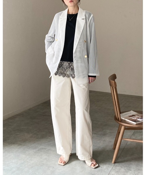 She's Closet(シーズクローゼット)の「長袖 裾レースドッキングロンT レイヤードインナー トップス(Tシャツ/カットソー・レディース・ホワイト/ブラック・FREE)」の19枚目の写真