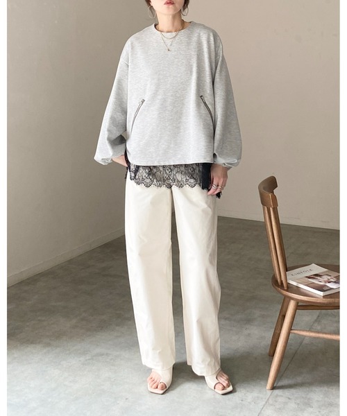 She's Closet(シーズクローゼット)の「長袖 裾レースドッキングロンT レイヤードインナー トップス(Tシャツ/カットソー・レディース・ホワイト/ブラック・FREE)」の20枚目の写真