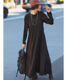 IEDIT | ＩＥＤＩＴ　レゾリヴァード×福田麻琴さんプリントワンピース〈ブラック×レッド〉(ワンピース)