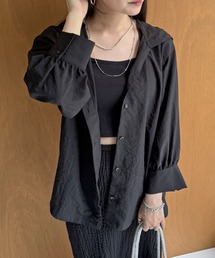 【接触冷感/UVカット】シアー7分袖フードシャツ