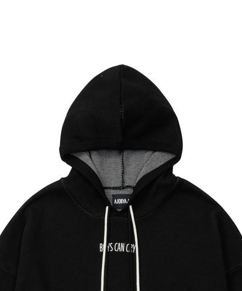 AJOBYAJO（アジョバイアジョ）の「Crying Boy Cotton Knit Hoodie [BLACK]（パーカー・レディース・その他・L/XL/M）」の2枚目の写真