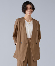 Liesse（リエス）の「テンセルナイロンVカラージャケット（ノーカラージャケット）」